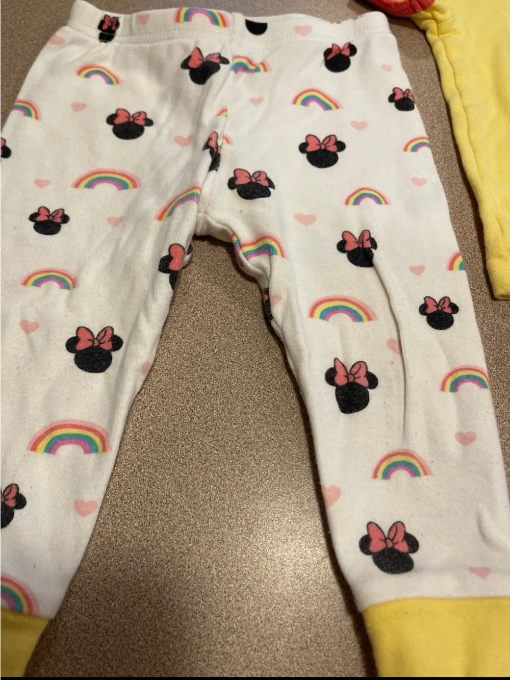 Yellow Minnie Mouse 'Love Summer' Kids 3-Piece Pajama Set 12 months